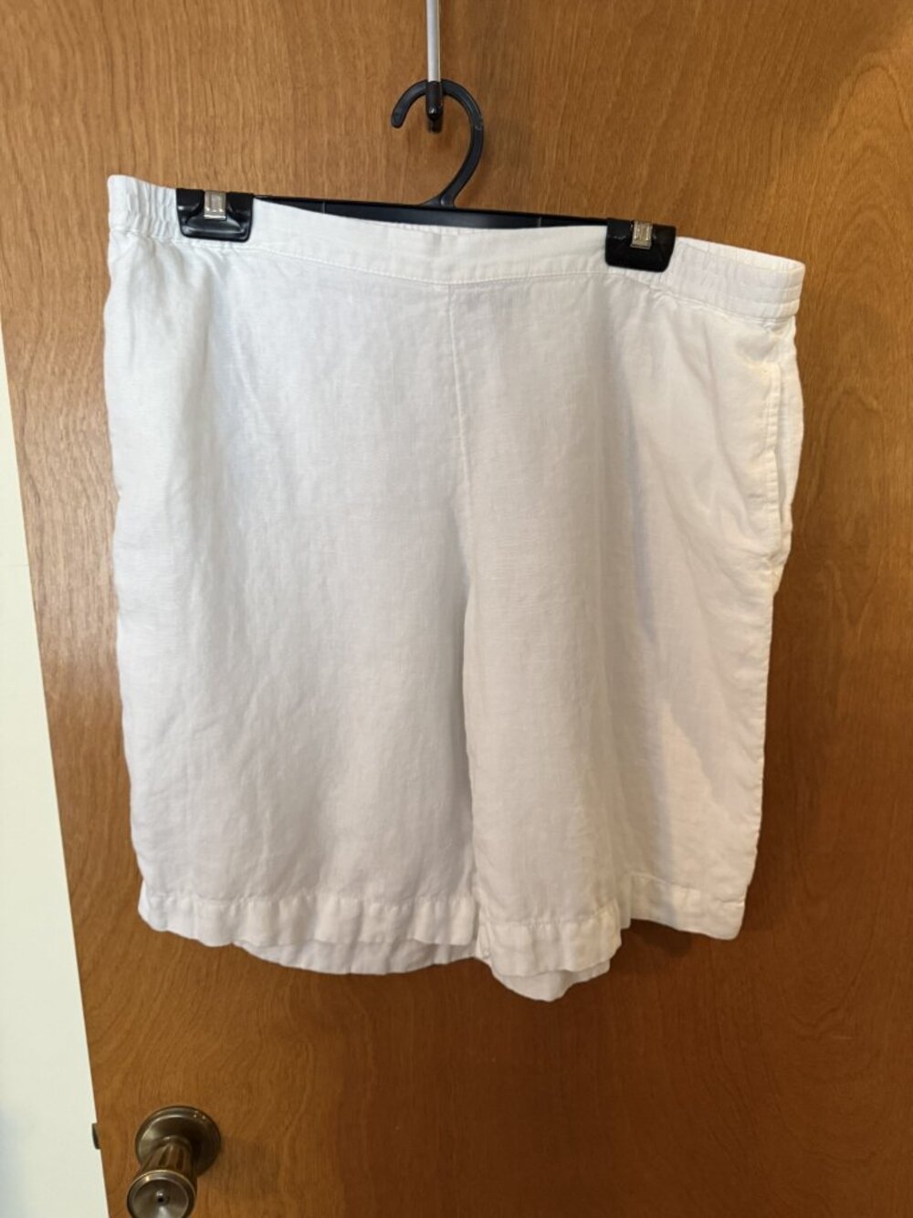 J Jill White 100% Linen Pull On Shorts Size Large Pockets Classic Preppy Comfy - Picture 7 of 8